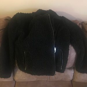 Ladies Black Fuzzy Dress Coat/Jacket